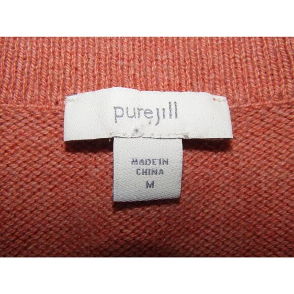 Pure Jill Peach Knit Dress sz M Drawstring Waist Cozy Lagenlook Staple Coastal - Picture 4 of 8